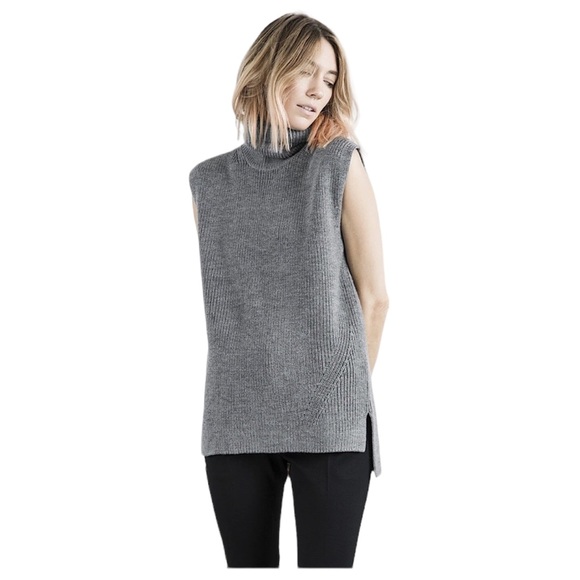 EVERLANE 🐑 The Chunky Wool Knit Sleeveless Turtleneck Pullover - Picture 2 of 11